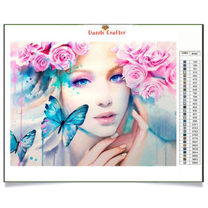 ROSE GIRL BUTTERFLY Diamond Painting Kit - DAZZLE CRAFTER