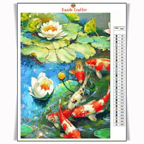 Image of LILY WITH KOI FISH Diamond Painting Kit
