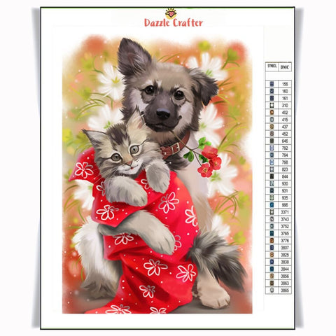 Image of DOG AND KITTY Diamond Painting Kit