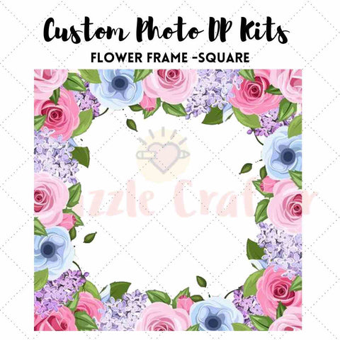 Image of CUSTOM PHOTO WITH ROSE & LAVENDER FLOWER FRAME - MAKE YOUR OWN DIAMOND PAINTING