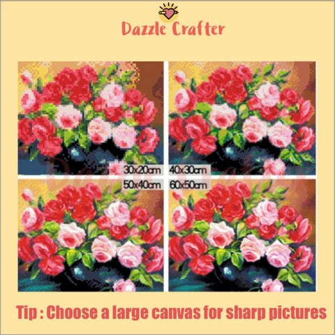 Image of PINK FLOWERS CAT Diamond Painting Kit - DAZZLE CRAFTER
