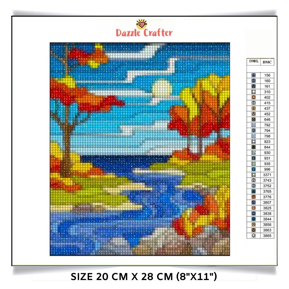 FLOWING RIVER IN FALL Diamond Painting Kit - DAZZLE CRAFTER