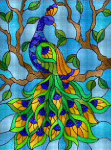 Image of STAINED GLASS PEACOCK Diamond Painting Kit