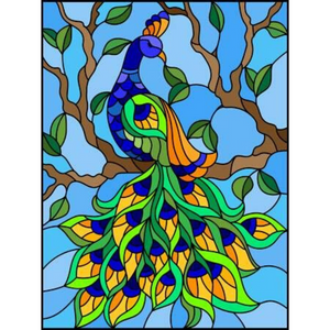 STAINED GLASS PEACOCK Diamond Painting Kit