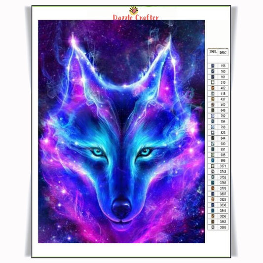 NEON BLUE WOLF Diamond Painting Kit