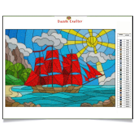 Image of RED SAILS Diamond Painting Kit