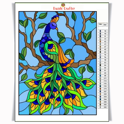 Image of STAINED GLASS PEACOCK Diamond Painting Kit