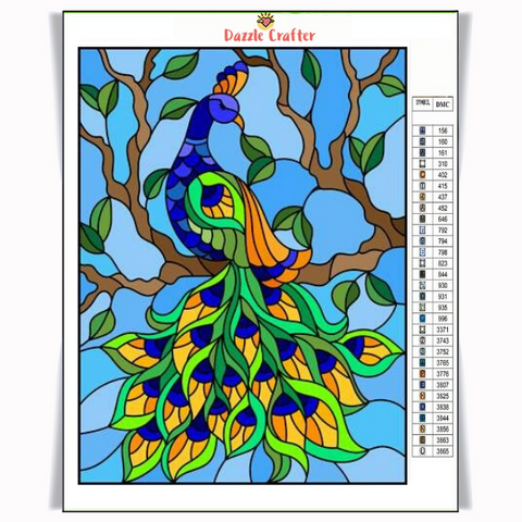 STAINED GLASS PEACOCK Diamond Painting Kit