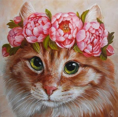 FLOWER CROWN KITTY Diamond Painting Kit - DAZZLE CRAFTER