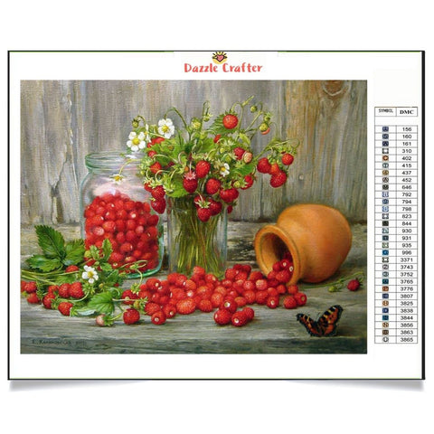 Image of STRAWBERRIES ON THE TABLE  Diamond Painting Kit - DAZZLE CRAFTER
