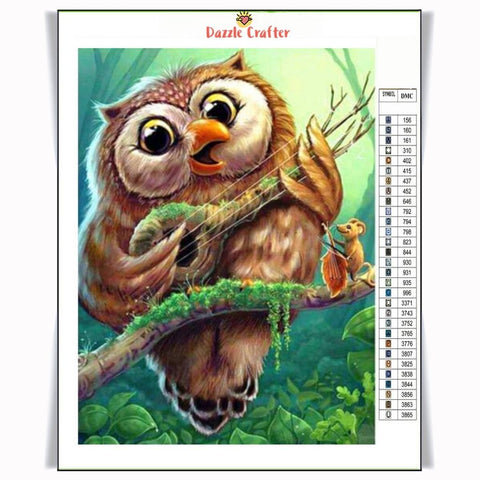 Image of OWL PLAYING GUITAR Diamond Painting Kit