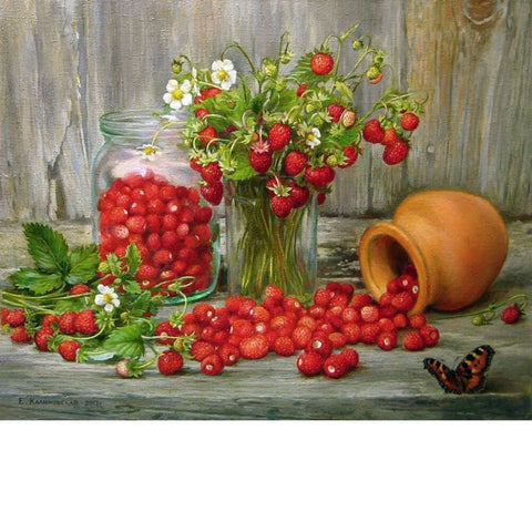 Image of STRAWBERRIES ON THE TABLE  Diamond Painting Kit - DAZZLE CRAFTER