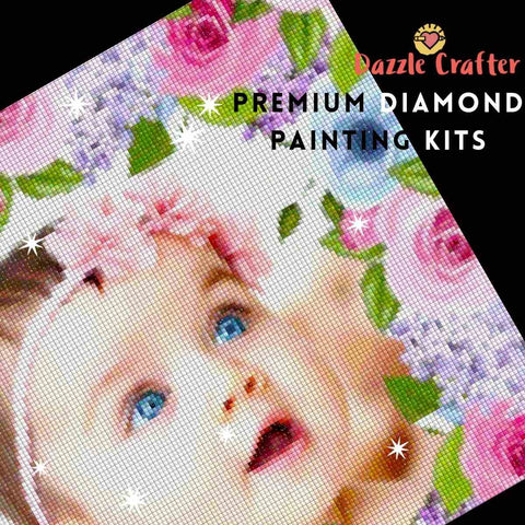 Image of CUSTOM PHOTO WITH ROSE & LAVENDER FLOWER FRAME - MAKE YOUR OWN DIAMOND PAINTING