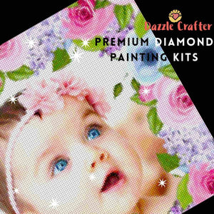 CUSTOM PHOTO WITH ROSE & LAVENDER FLOWER FRAME - MAKE YOUR OWN DIAMOND PAINTING
