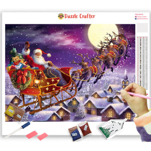 SANTA RIDING SLEIGH Diamond Painting Kit