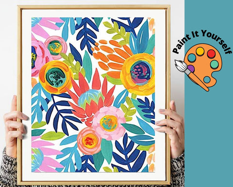 Image of WATERCOLOR FLOWERS  - DIY Adult Paint By Number Kit