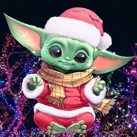 Image of BABY YODA SANTA Diamond Painting Kit