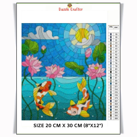 Image of DANCING FISH IN THE WATER Diamond Painting Kit - DAZZLE CRAFTER