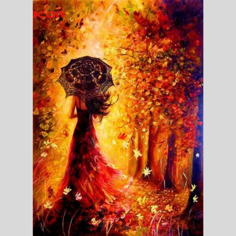 Image of LADY IN AUTUMN Diamond Painting Kit - DAZZLE CRAFTER