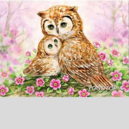 MOTHER AND BABY OWL Diamond Painting Kit - DAZZLE CRAFTER