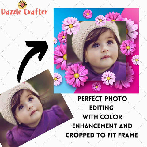 Image of CUSTOM PHOTO WITH FLOWER FRAME - MAKE YOUR OWN DIAMOND PAINTING
