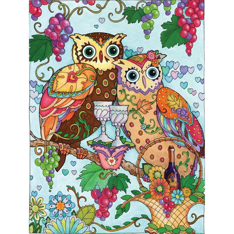 Image of OWLS WITH WINE Diamond Painting Kit - DAZZLE CRAFTER
