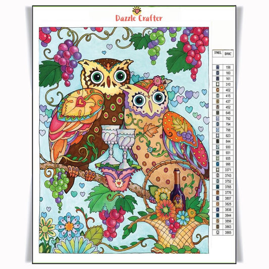 OWLS WITH WINE Diamond Painting Kit - DAZZLE CRAFTER