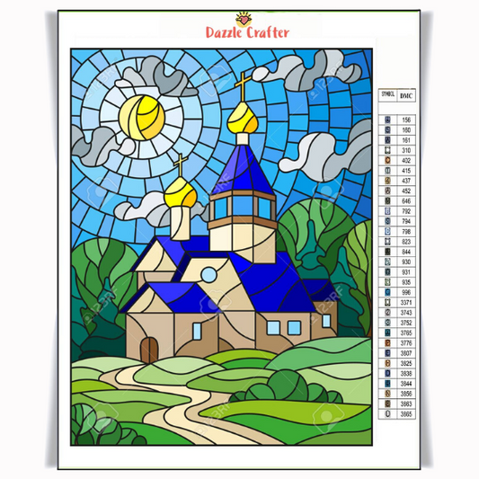 CHURCH MEADOW Diamond Painting Kit - DAZZLE CRAFTER