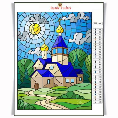 Image of CHURCH MEADOW Diamond Painting Kit - DAZZLE CRAFTER