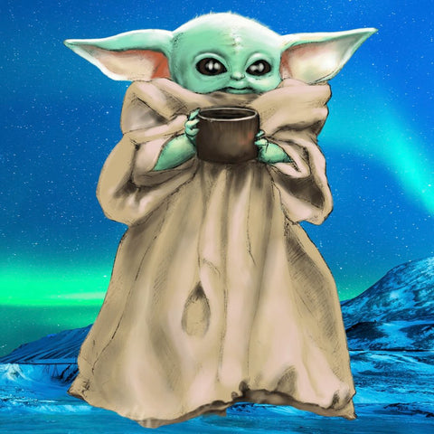 Image of EMERALD SKY  BABY YODA  Diamond Painting Kit