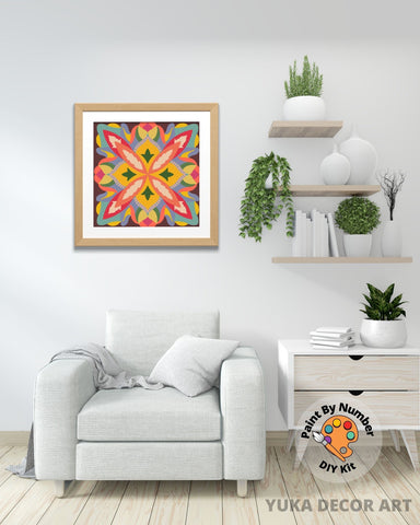 Image of Mandala PAINT by NUMBER Kit for Adult , DIY Mandala Wall Art Art , Easy Beginner Acrylic Painting Kit,Home Decor Gift