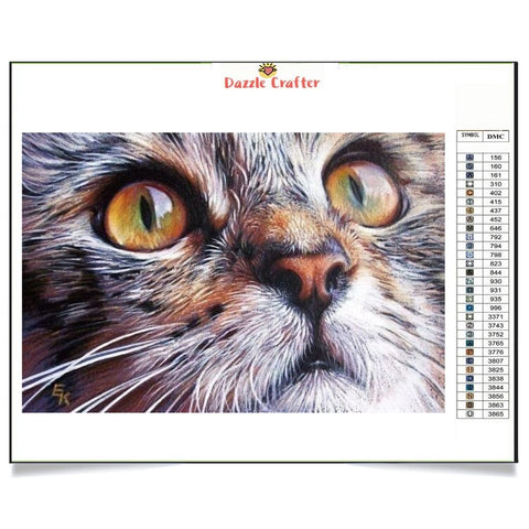 Image of GREEN EYES KITTY  Diamond Painting Kit - DAZZLE CRAFTER