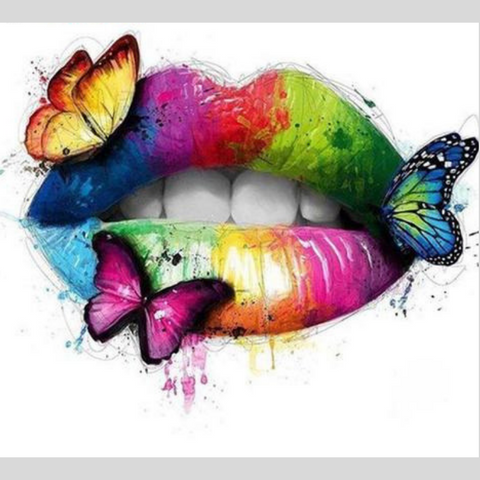 Image of BUTTERFLIES ON LIPS Diamond Painting Kit - DAZZLE CRAFTER