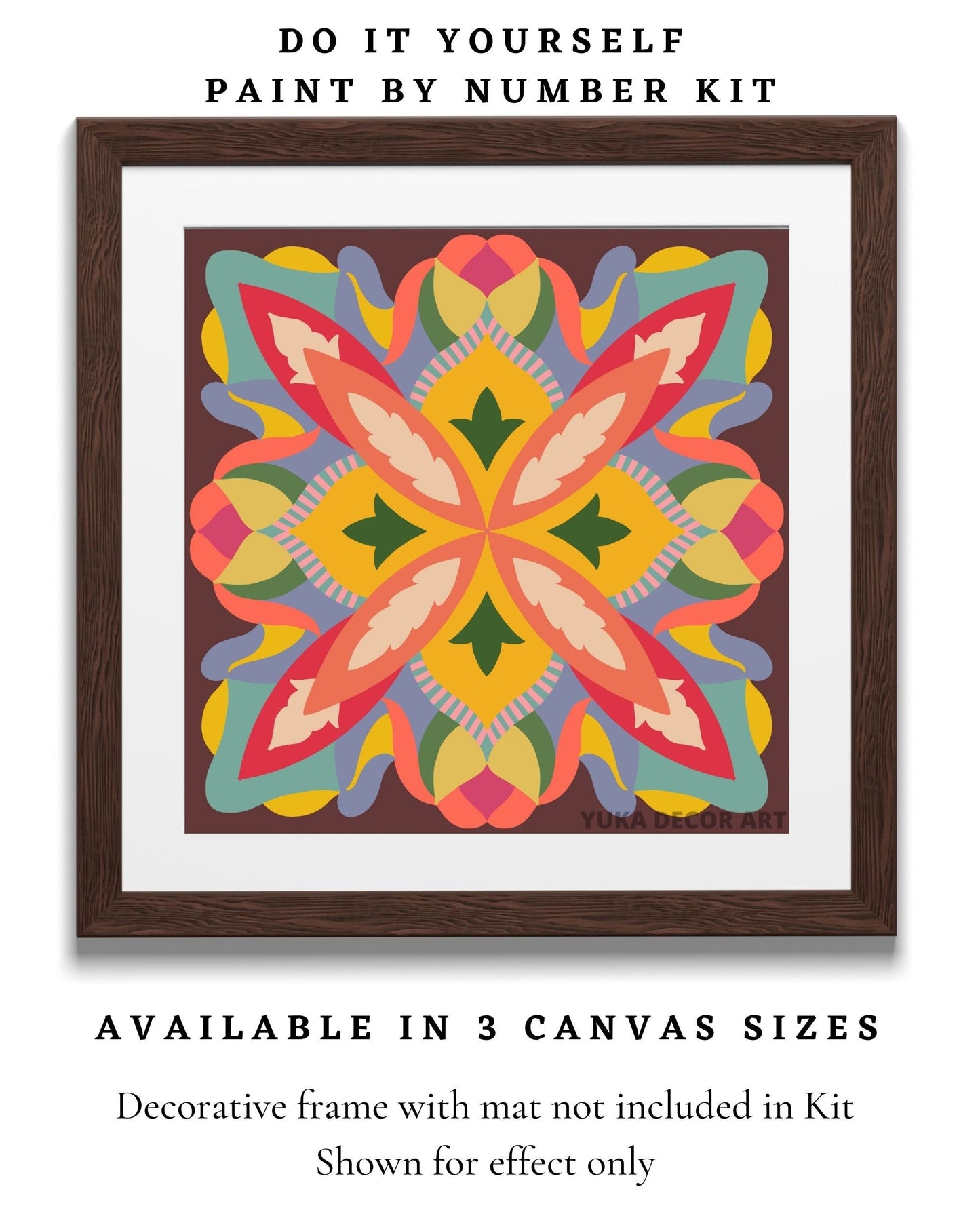 Mandala PAINT by NUMBER Kit for Adult , DIY Mandala Wall Art Art , Easy Beginner Acrylic Painting Kit,Home Decor Gift