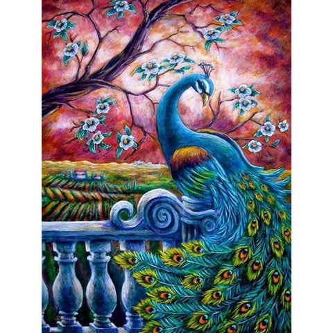 Image of BEAUTIFUL PEACOCK UNDER RED SKY  Diamond Painting Kit