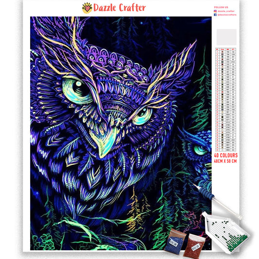 GAZING PURPLE OWL Diamond Painting Kit