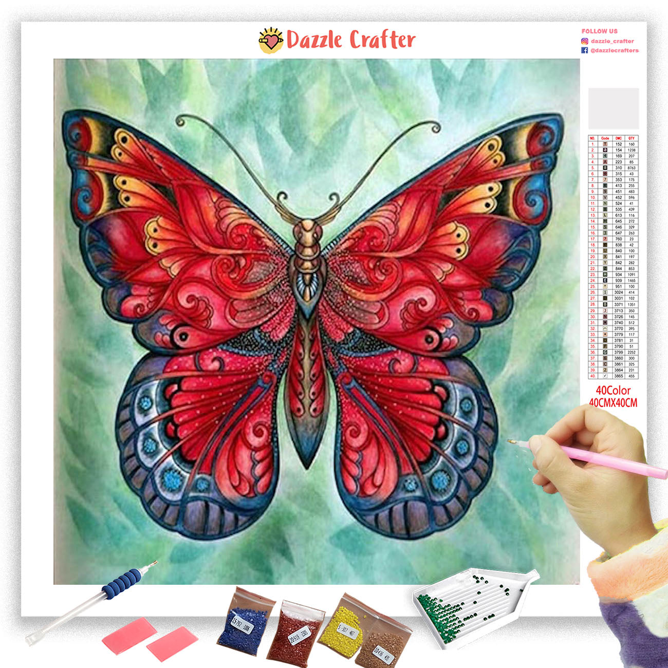 RED MAGIC BUTTERFLY Diamond Painting Kit