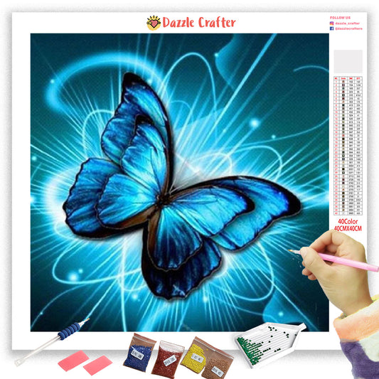 NEON BLUE BUTTERFLY Diamond Painting Kit