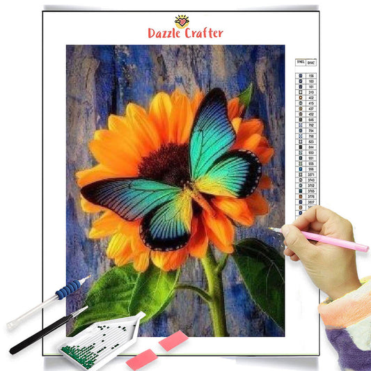 JEWEL GREEN BUTTERFLY  Diamond Painting Kit