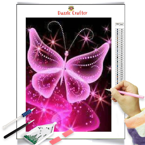NEON PINK BUTTERFLY Diamond Painting Kit – DAZZLE CRAFTER