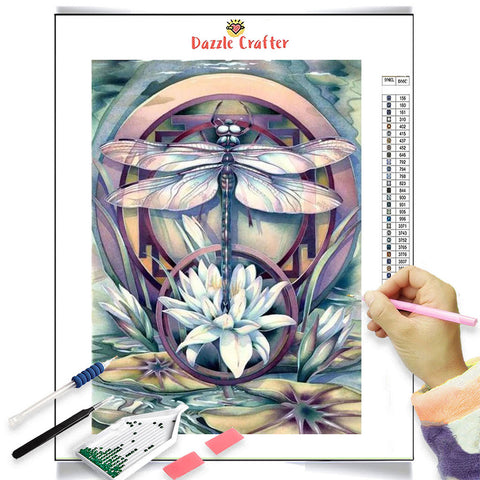 Image of ABSTRACT FLOWER DRAGONFLY Diamond Painting Kit