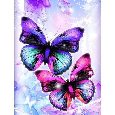 Violet Butterfly Handmade Resin Large Diamond Painting Tray + Cover Minder  Set