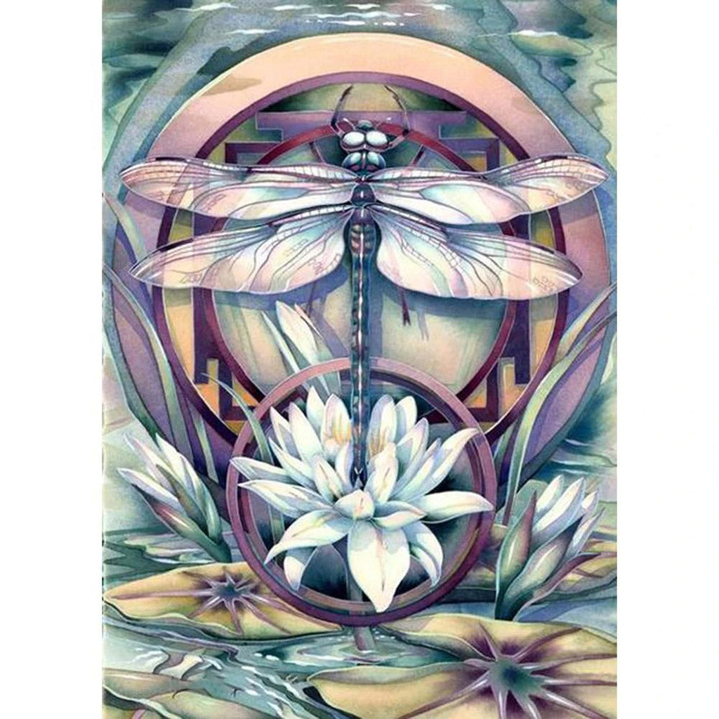 ABSTRACT FLOWER DRAGONFLY Diamond Painting Kit