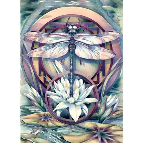 Image of ABSTRACT FLOWER DRAGONFLY Diamond Painting Kit