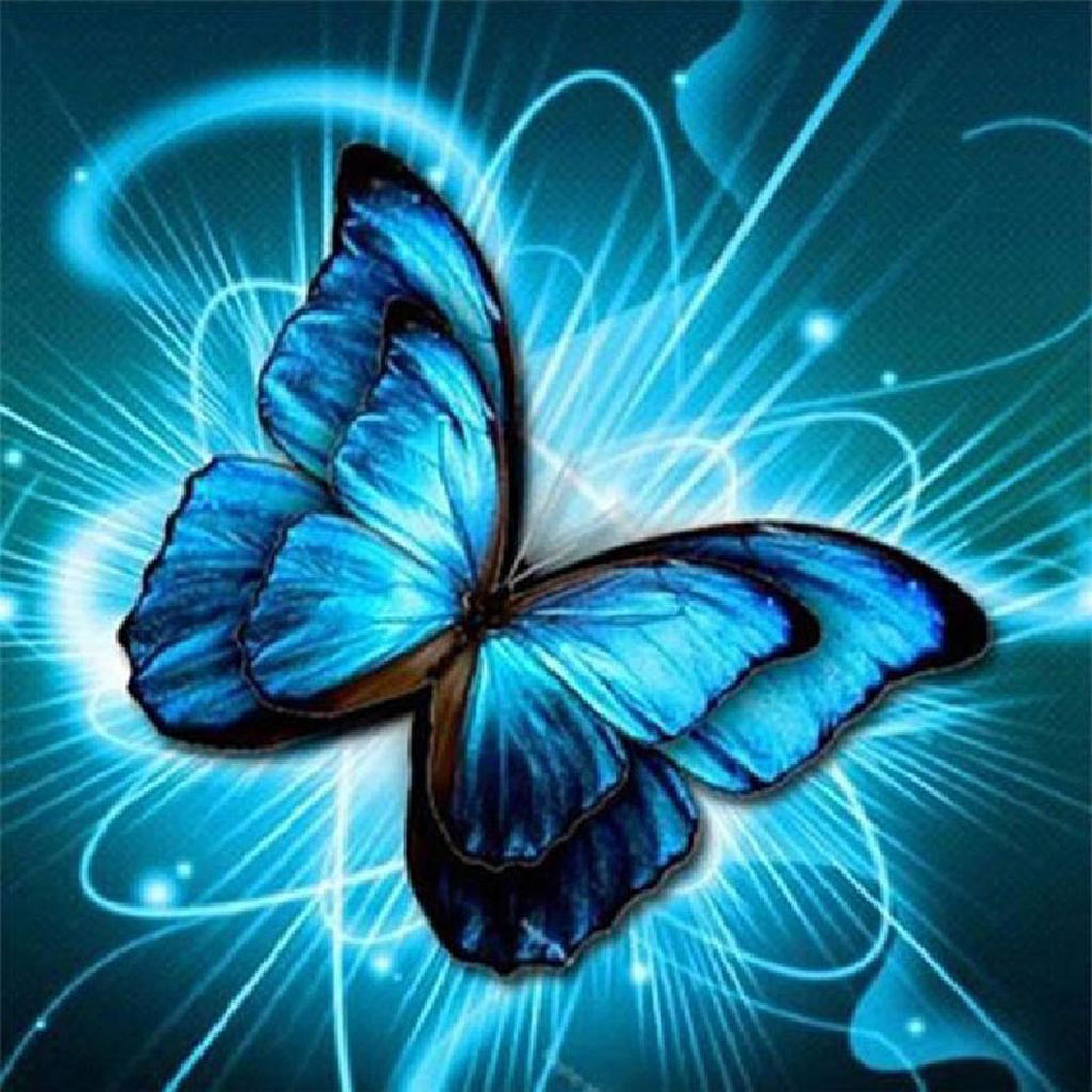 NEON BLUE BUTTERFLY Diamond Painting Kit – DAZZLE CRAFTER