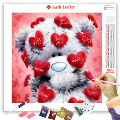 Image of WHITE TEDDY LOVE Diamond Painting Kit