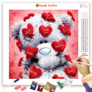 WHITE TEDDY LOVE Diamond Painting Kit