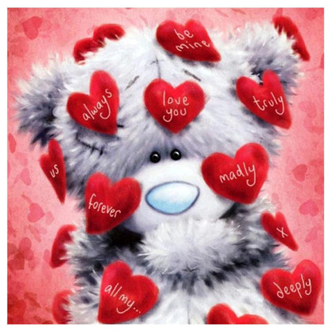 Image of WHITE TEDDY LOVE Diamond Painting Kit