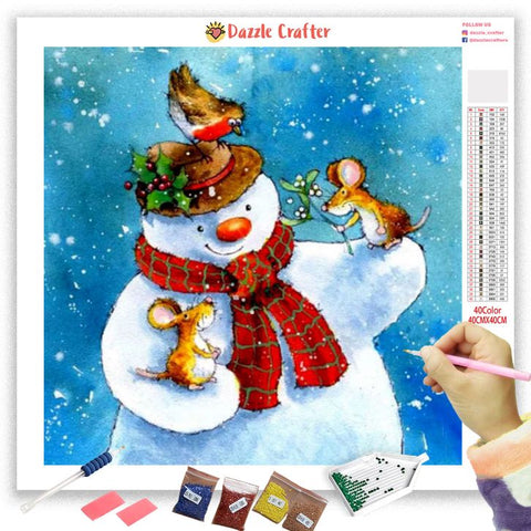 Image of MY LITTLE FRIENDS SNOWMAN Diamond Painting Kit