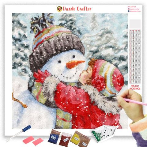 Image of SNOWMAN LOVE HUG  Diamond Painting Kit
